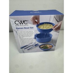 CWC Cook With Color Ramen Bowl Set Blue Wheat Fiber Microwave Safe RMNTG3 NEW